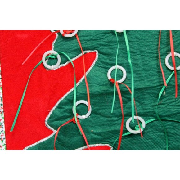 Handmade Red Advent Calendar Christmas Tree Wall Hanging Decoration 22 x 18 in - Picture 2 of 7